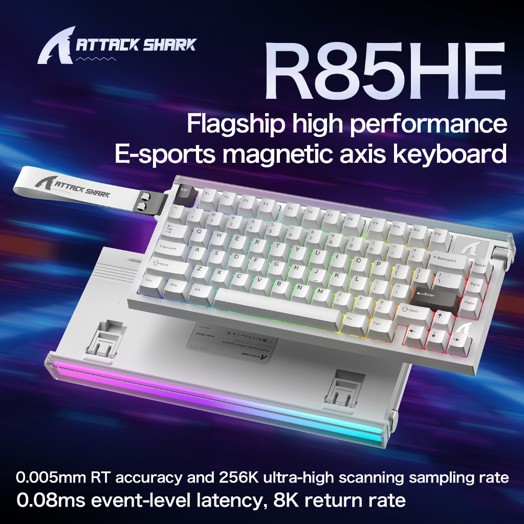 Attack Shark R85 HE 75% RT Mechanical Keyboard 8Khz Wired RGB Pudding ...
