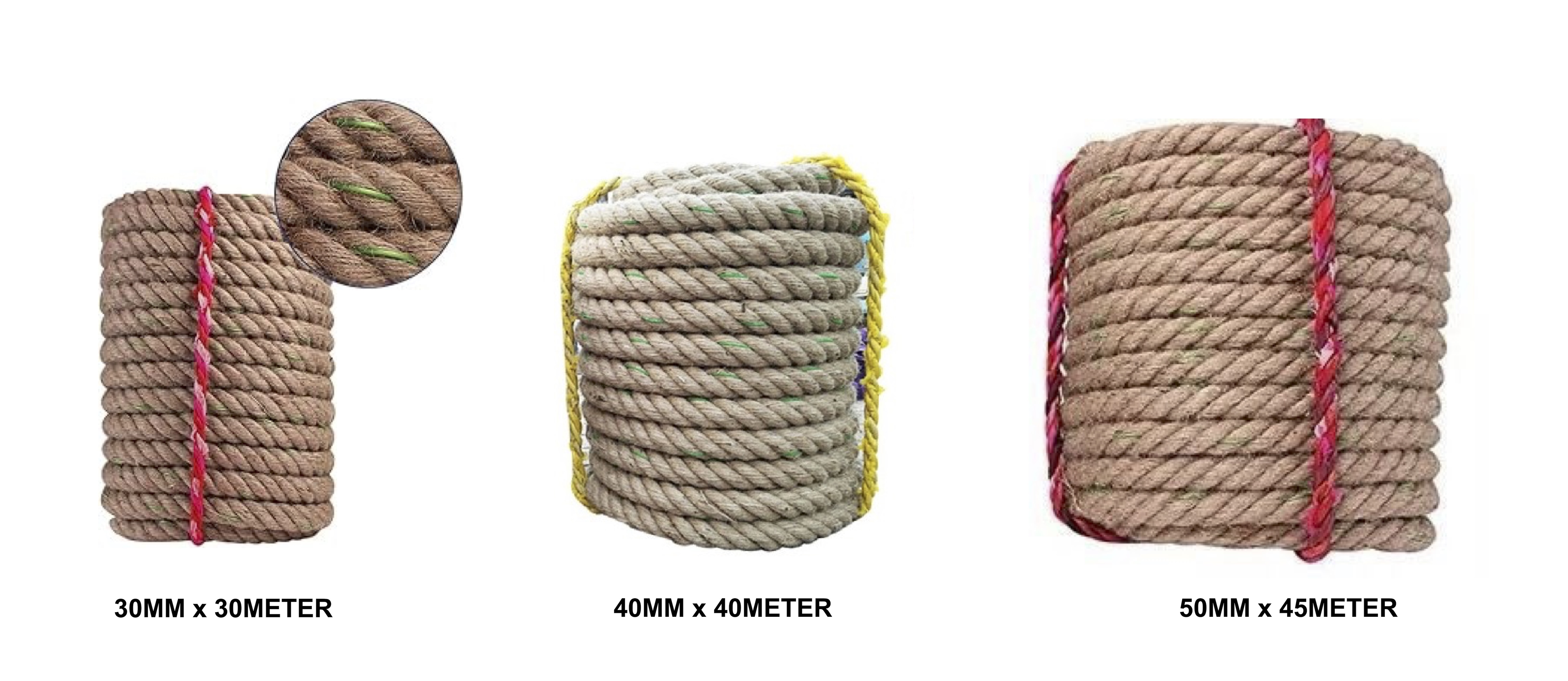 1 PC TUG OF WAR JUTE ROPE WITH CABLE/TALI TARIK TALI/30MM/40MM/50MM ...