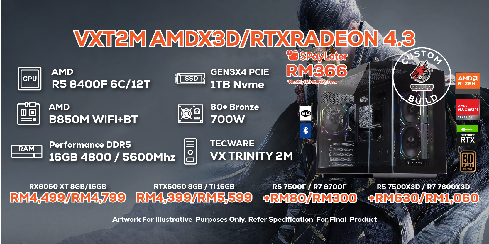 DOTATECH VXT2M AMDX3D/RTXRADEON 4.3 - CUSTOM PC GAMING PACKAGE / CPU ...