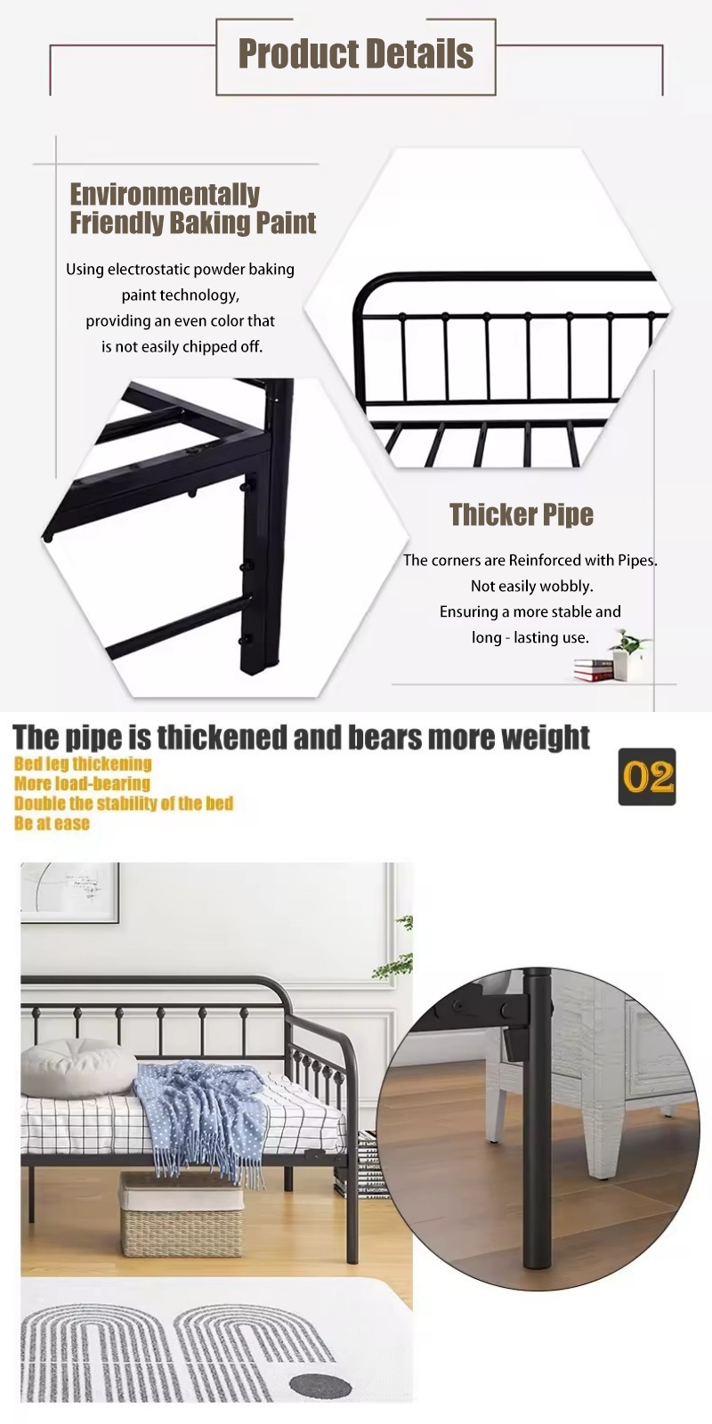 ⚡𝟮-𝗗𝗮𝘆 𝗗𝗲𝗹𝗶𝘃𝗲𝗿𝘆 Nordic Metal Sofa Bed 190x80cm Heavy Duty Daybed Single ...