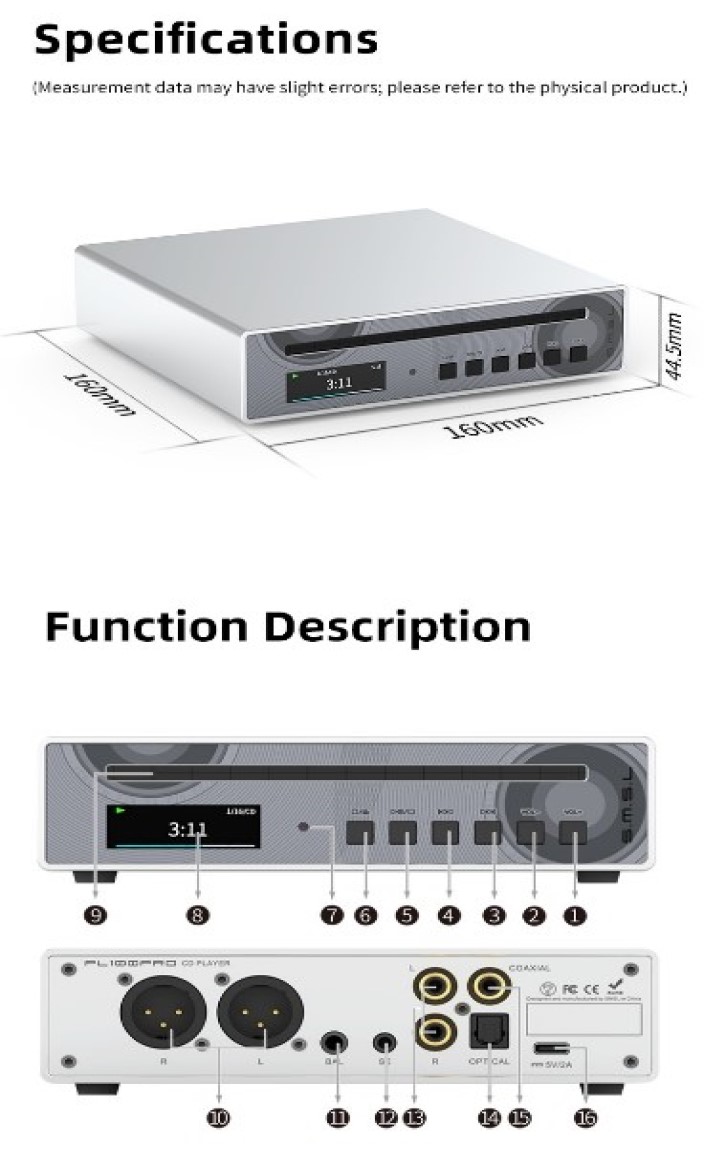 SMSL PL100 Pro Dual CS43131 CD Player PL 100 Pro | Shopee Malaysia