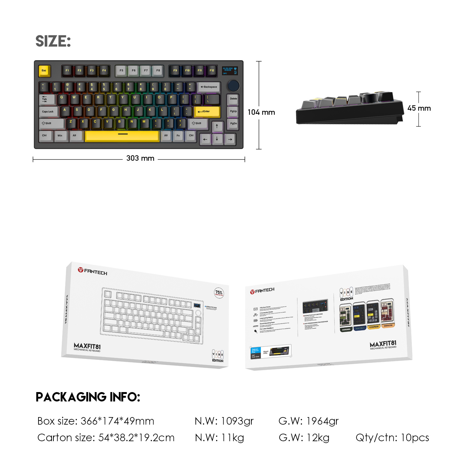 Fantech Maxfit 81 Wireless Mechanical Keyboard | Interactive OLED | Hot ...