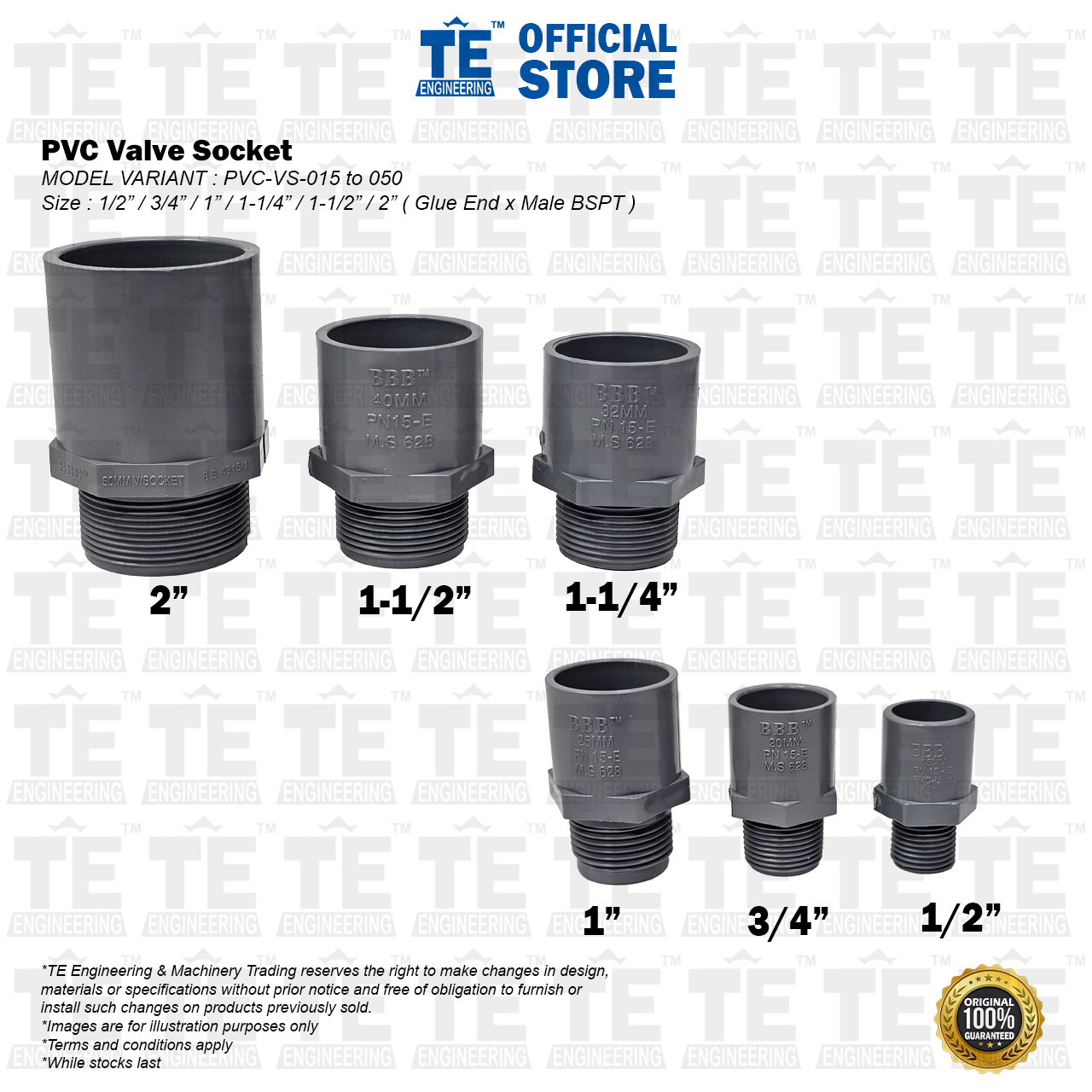 PVC Fittings Valve Socket Size : 1/2