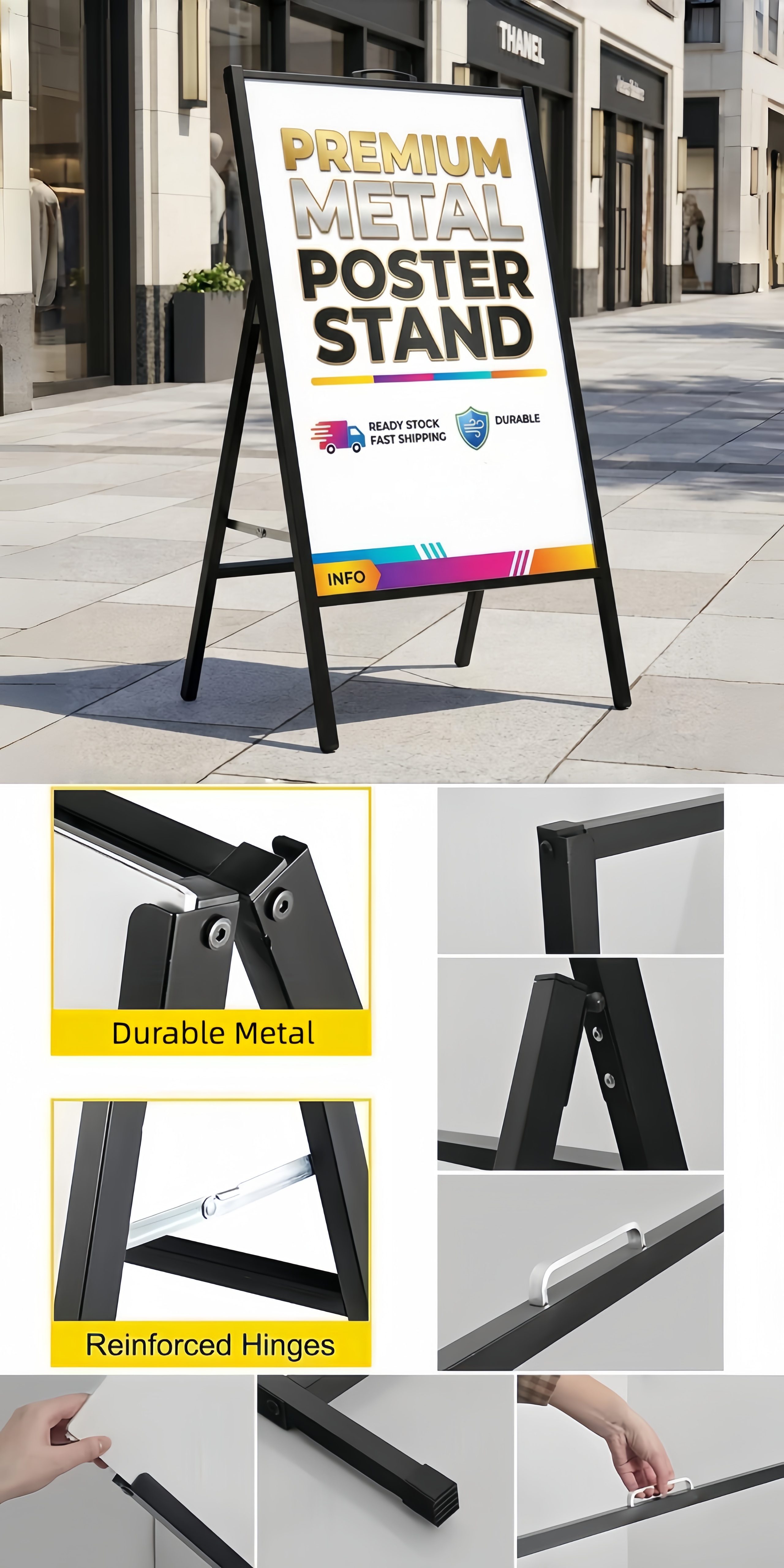 Portable Metal Poster Standee Outdoor Indoor Welcome Board A Frame ...