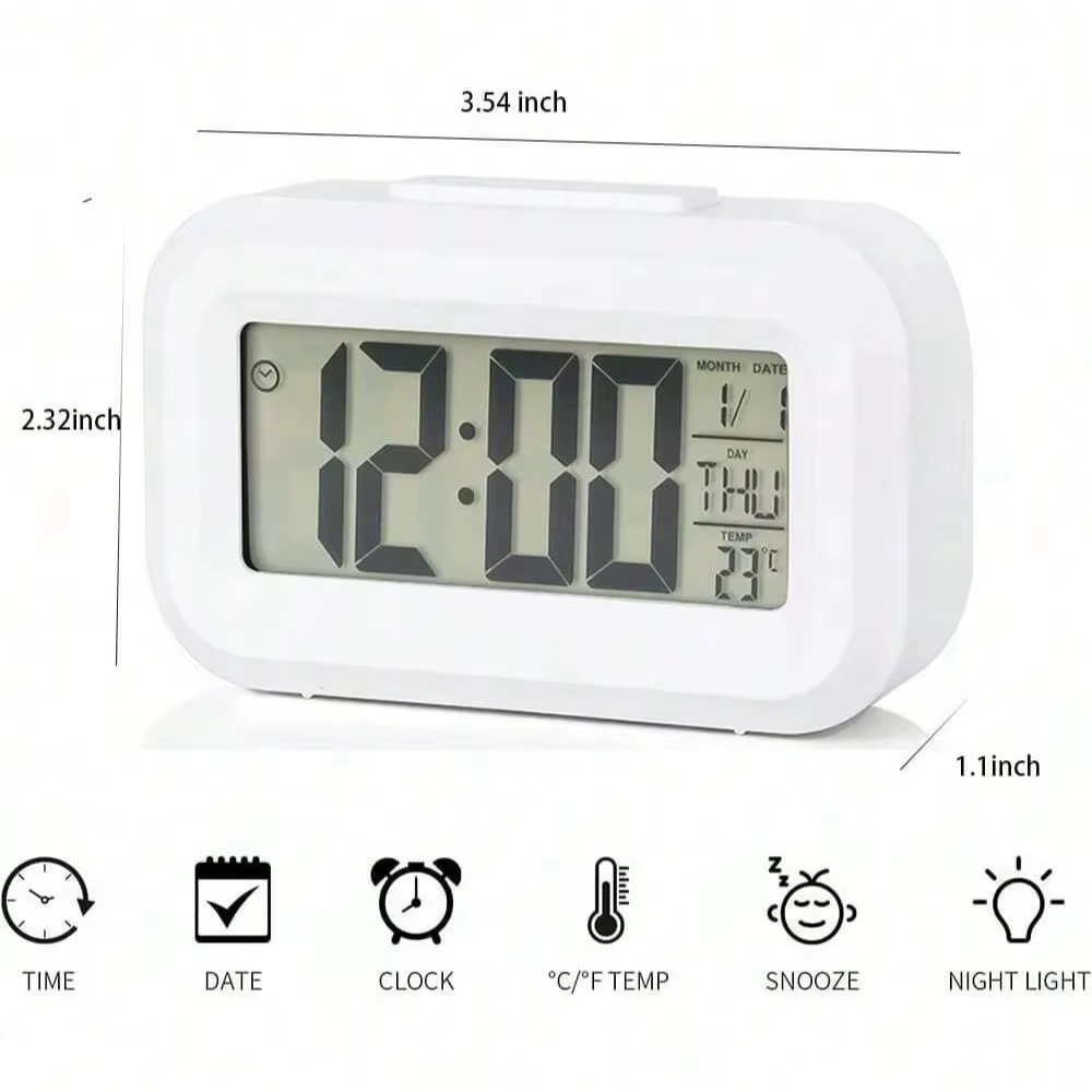 LED Digital Alarm Clock with Backlight, Snooze, Silent Operation Date ...