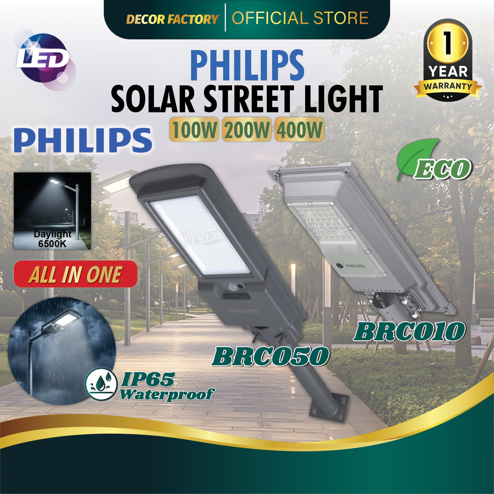 PHILIPS BRC050 BRC010 Solar Street Lighting Outdoor 100W 200W 400W ...