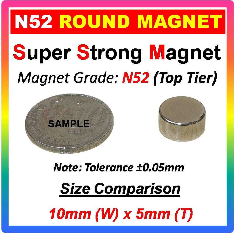 N52 Neodymium Round Magnet - Super Strong Industrial Grade Magnetic ...