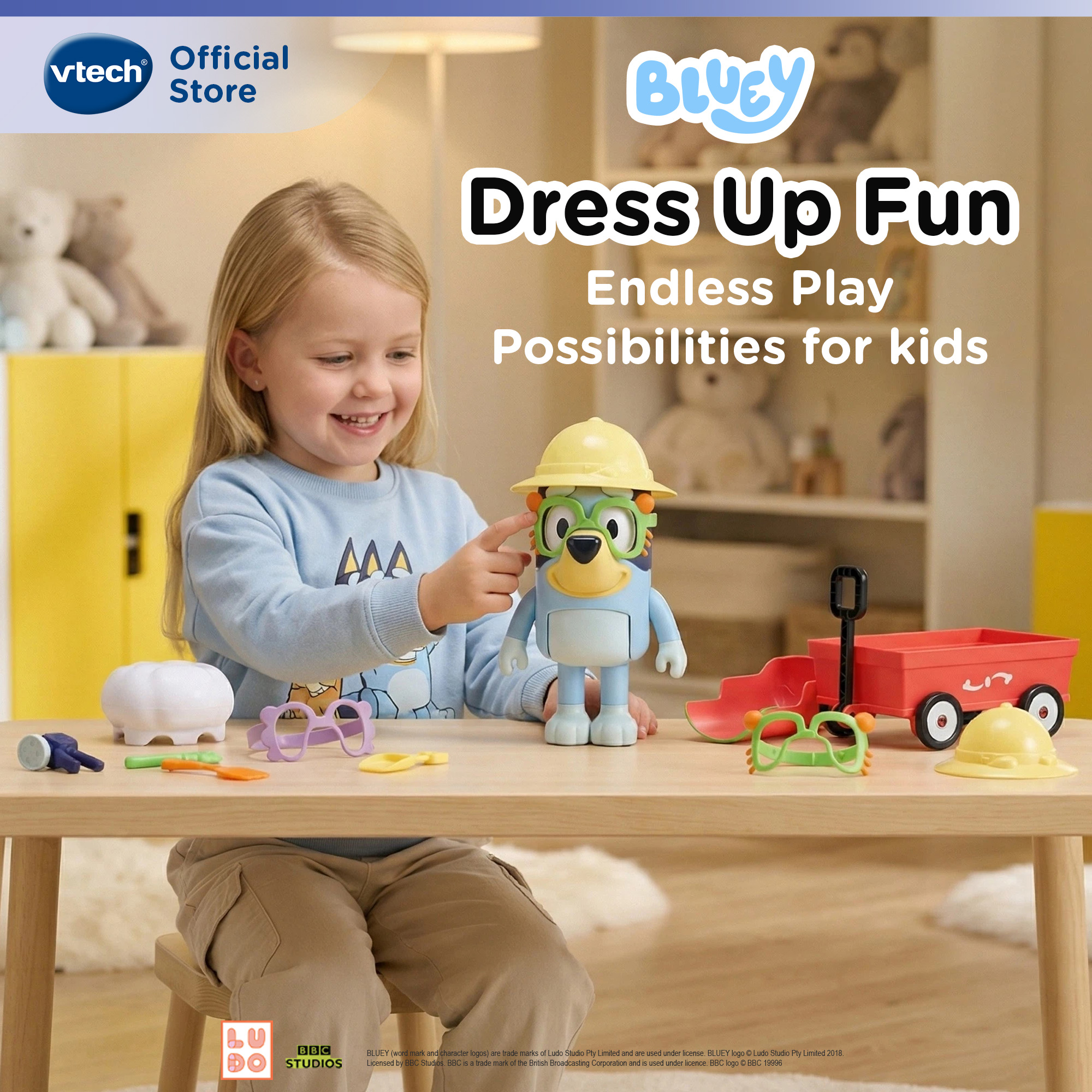 VTech Bluey Dress Up Bluey Interactive Role Play Toys Doll ...