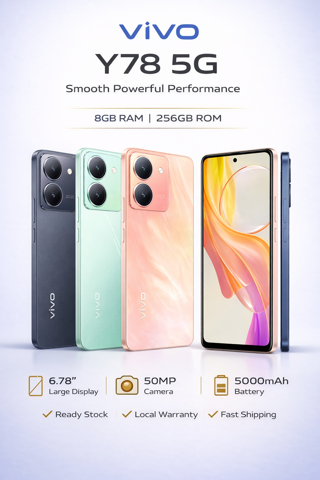🔥PROMO🔥 VIVO Y78 5G | 8GB+256GB | 120Hz AMOLED Display | 64MP OIS ...