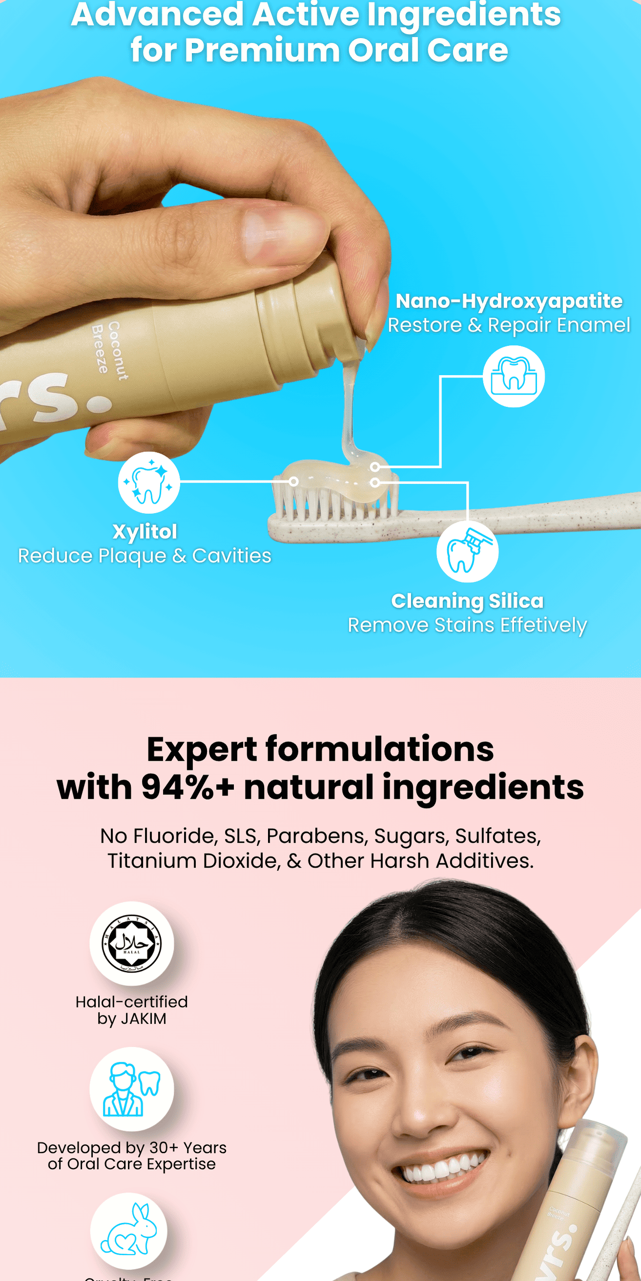 Flavrs Toothpaste | Coconut Mint 65g | Hydroxyapatite | Halal ...