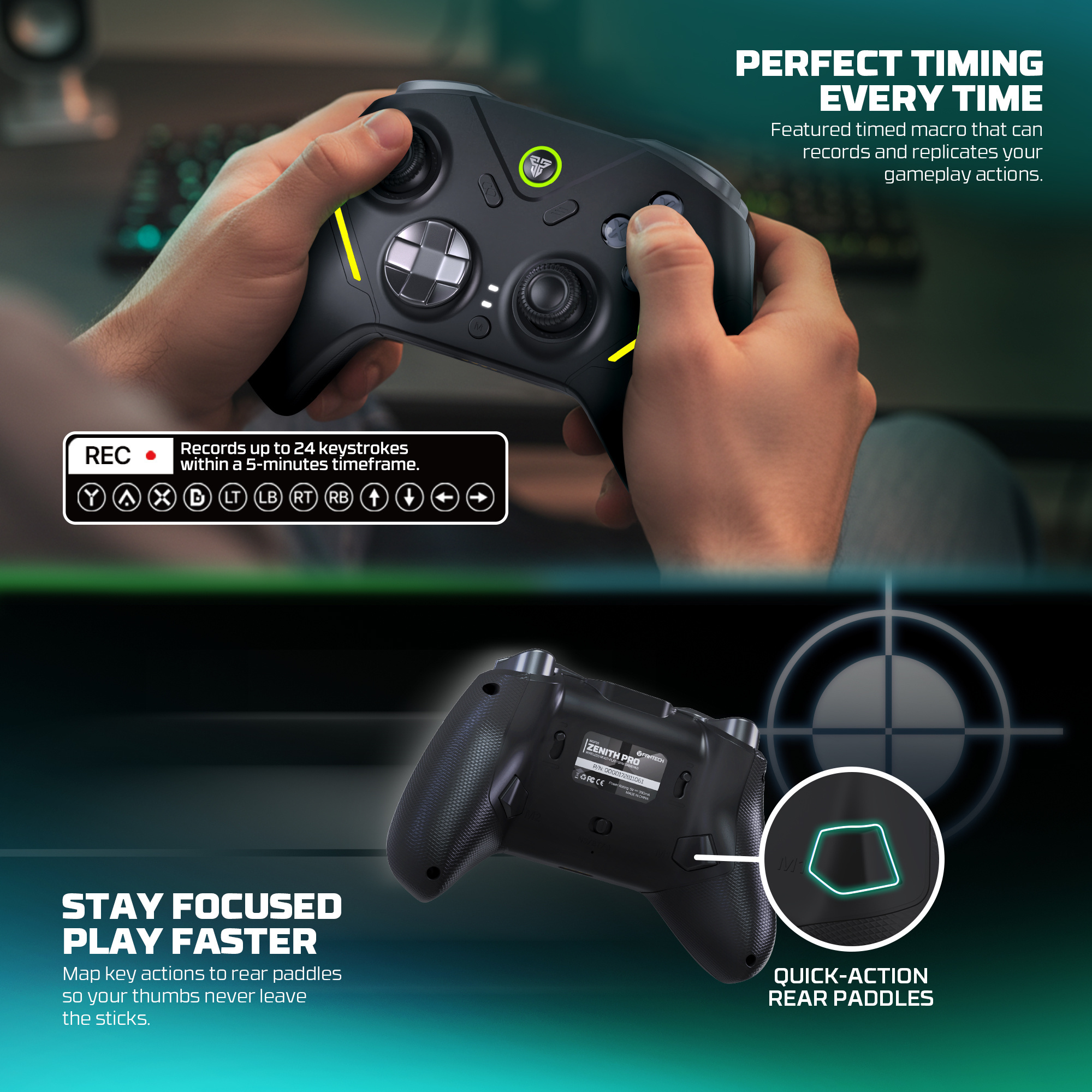 Fantech Zenith Pro WGP18 Wireless Gamepad | Full Mechanical Buttons ...