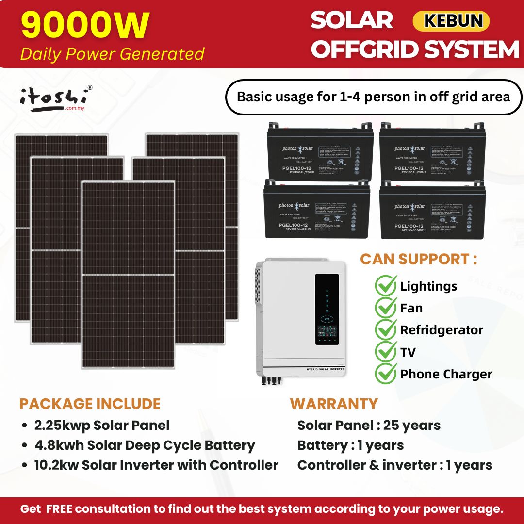 Itoshi 9000W Solar Power System Set 9kW Package for Farm Off Grid ...
