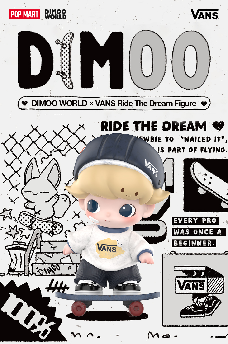 POP MART DIMOO WORLD × VANS Ride The Dream Figure Action Figurine ...