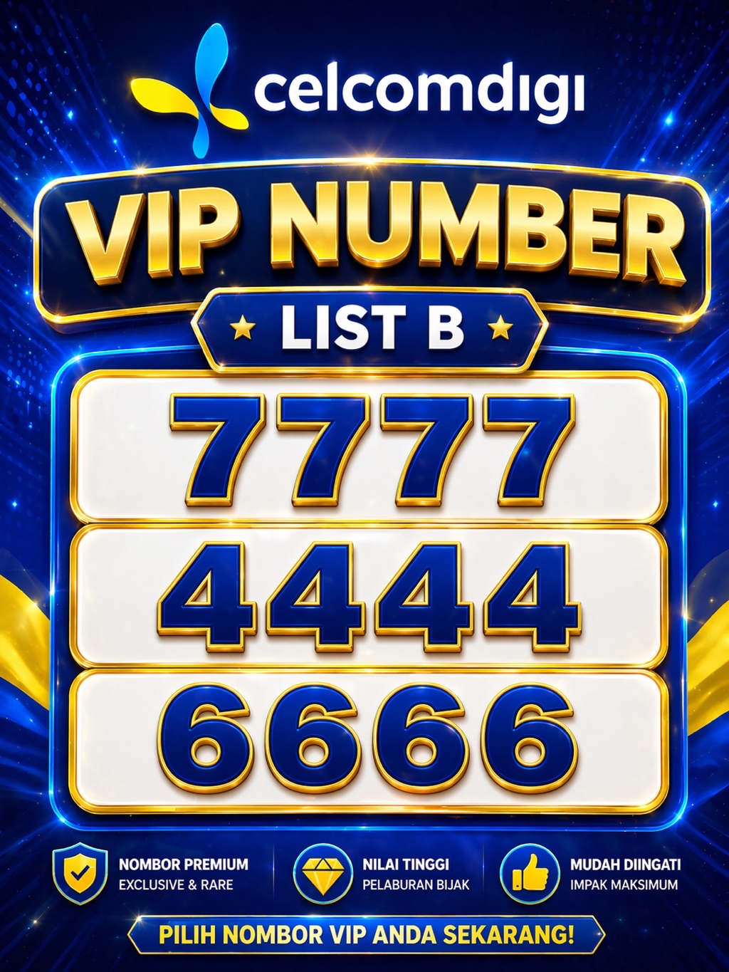 [VIP LIST B ] CELCOM 5G VIP NUMBER LIST B AABB 8055 3388 6688 9988 7711 ...
