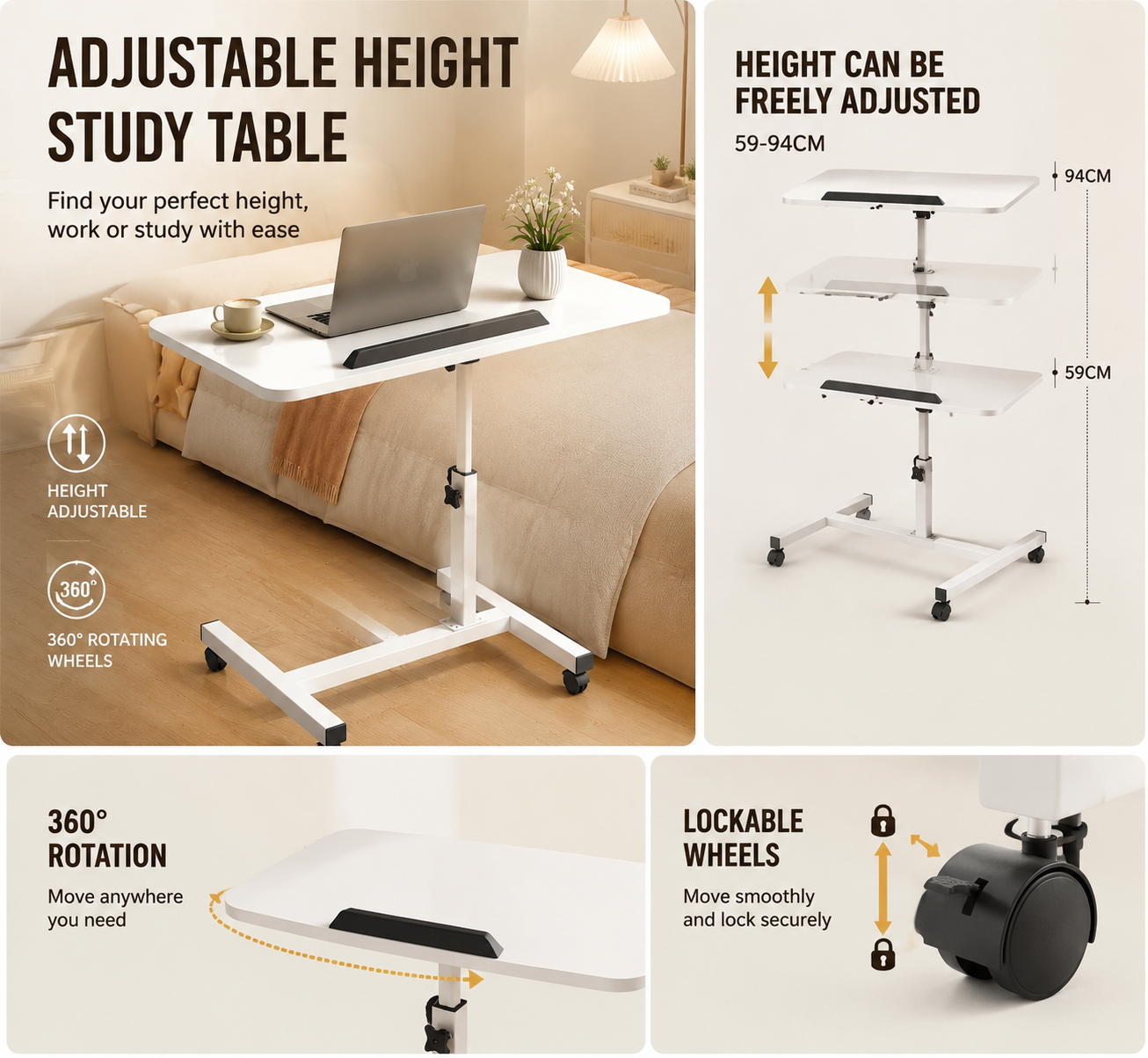 Bedside Table Lifting Table Adjustable High Computer Desk Sofa Small ...