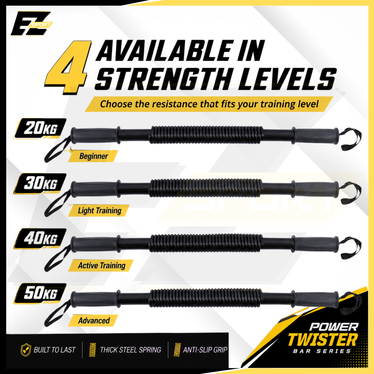 Power Twister Bar | 20-50kg Arm Chest Exercise Bar | Bend Bar | Alat ...