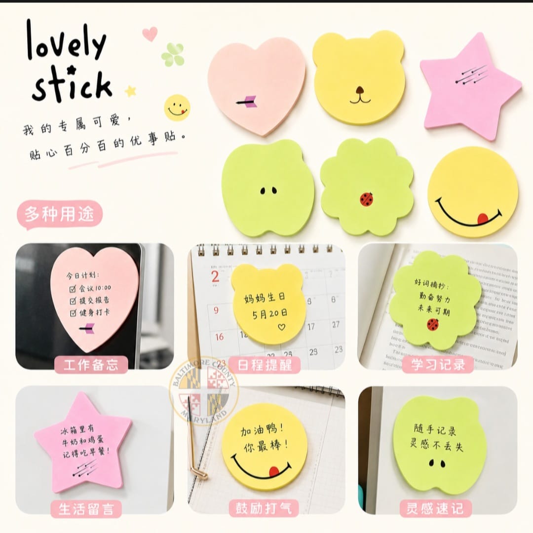 Creative Cute Sticky Notes | Strong Adhesive Memo Pads | Bear Heart ...