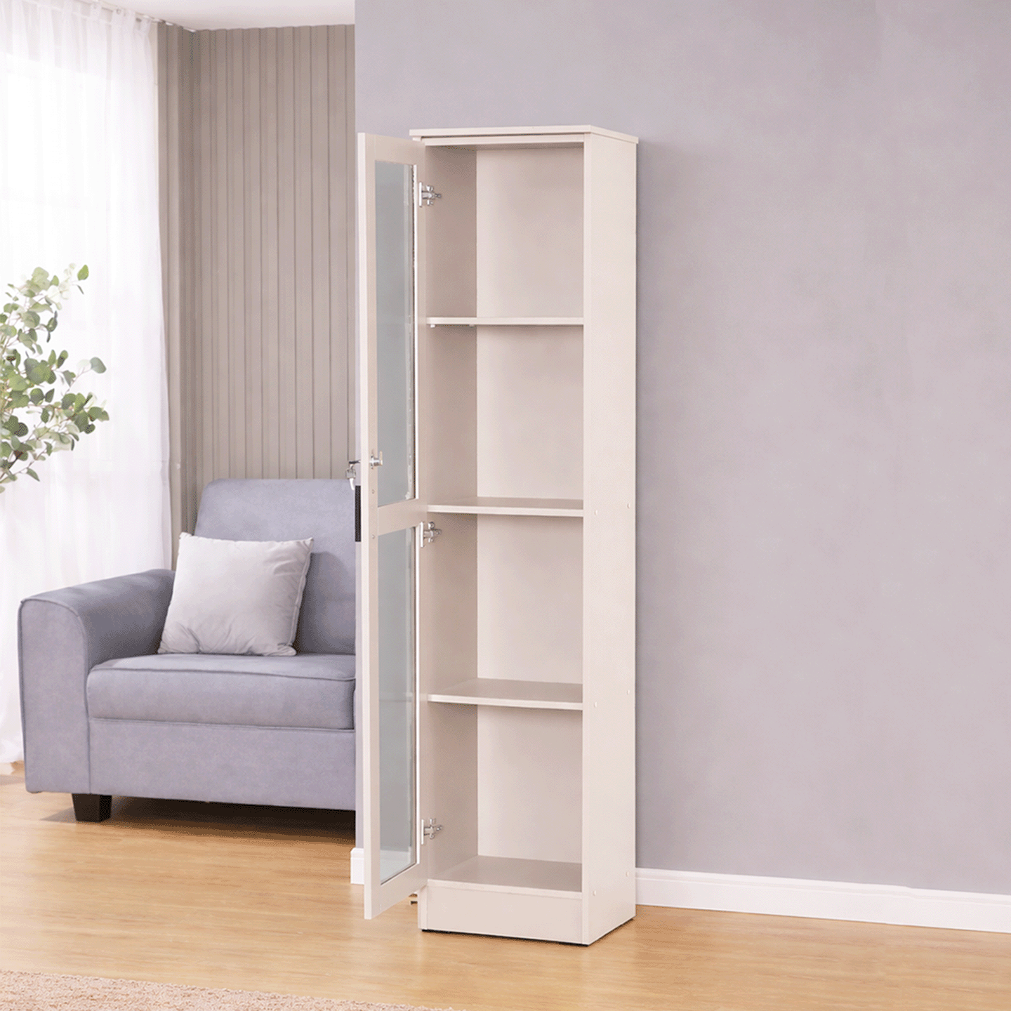 HOMATRIX Display Glass Cabinet Single Door Living Room Side Storage ...