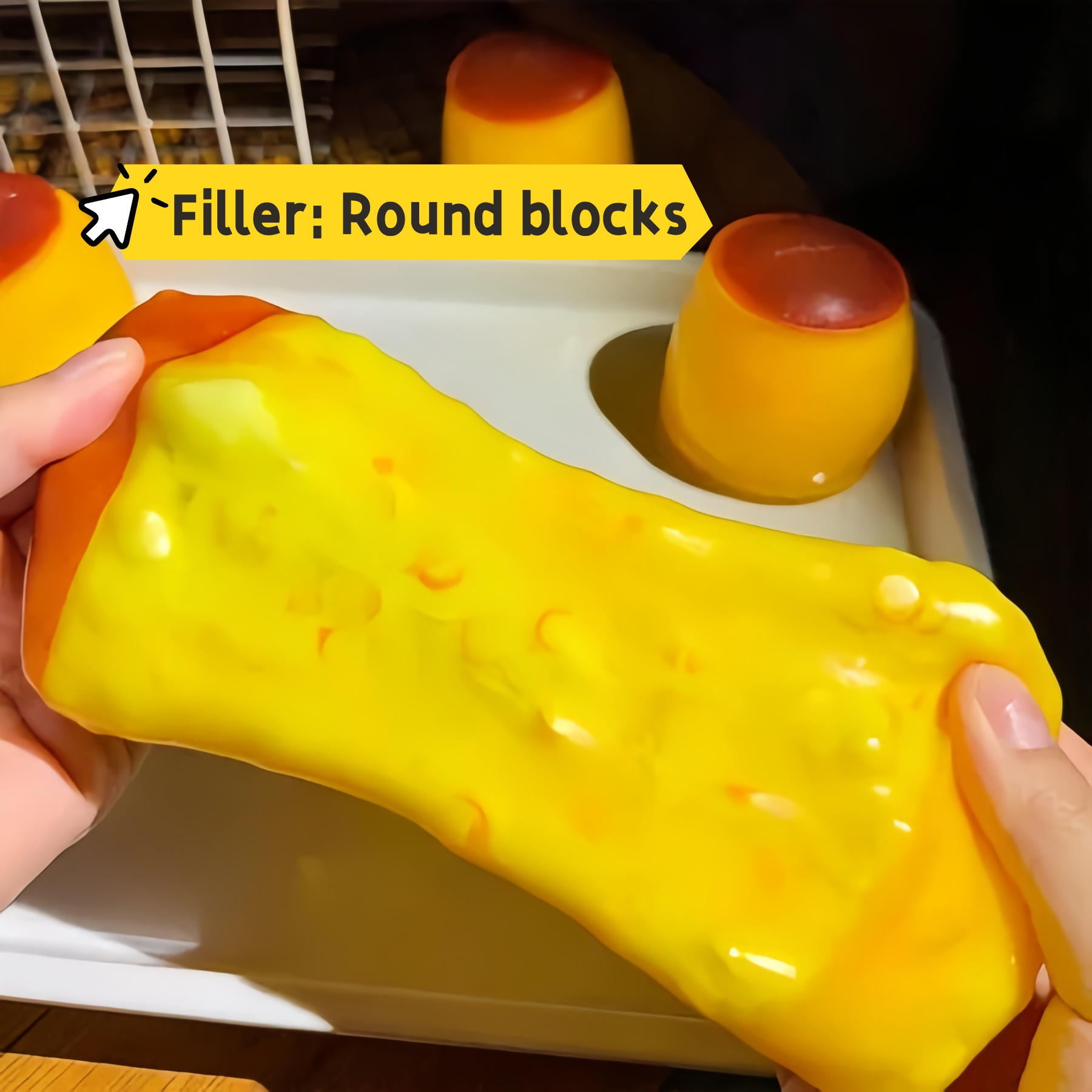 [HOT]Crunchy Caramel Pudding Squeeze Handmade Slow Rebound Round Blocks ...