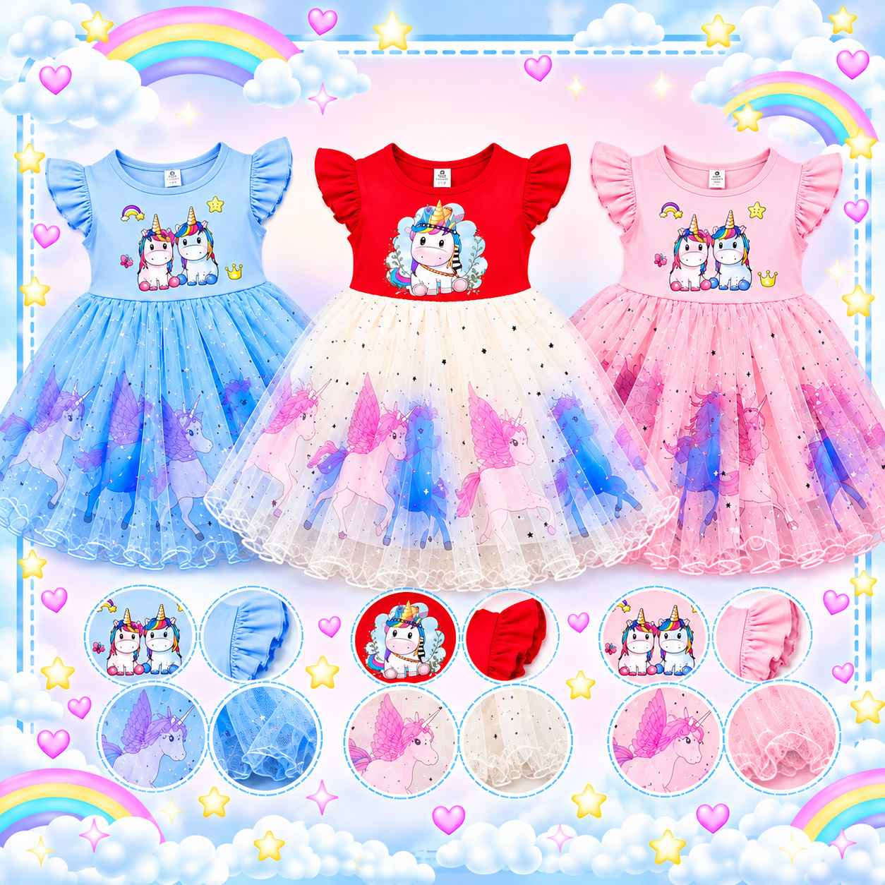 SoCute Baby Kids Unicorn Kuromi Melody Princess Dress Sanrio Kawaii ...
