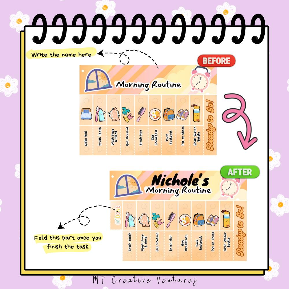 Kids Daily Routine Chart (Hardcopy)-1 Set Morning, Afternoon & Bedtime ...
