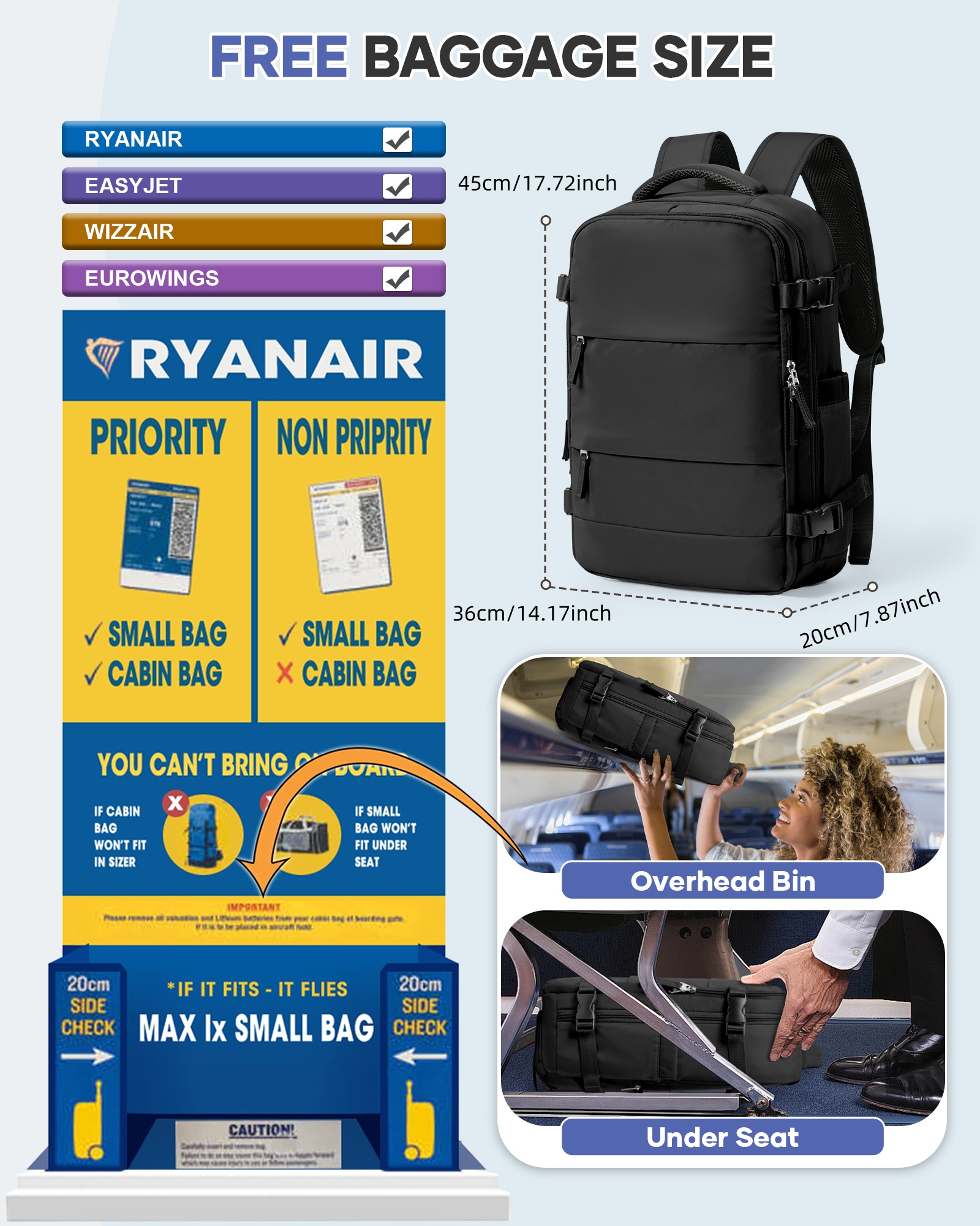 Waterproof Vacuum Compression Travel Backpack | Air Pump, Carry-On Size ...