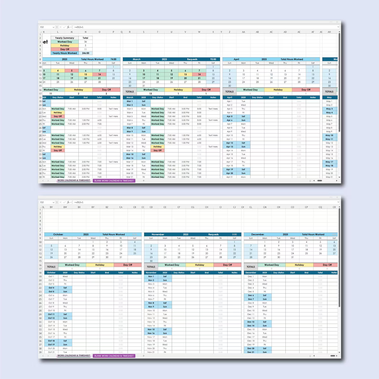 Work Calendar Spreadsheet Excel Google Sheets Template Attendance ...
