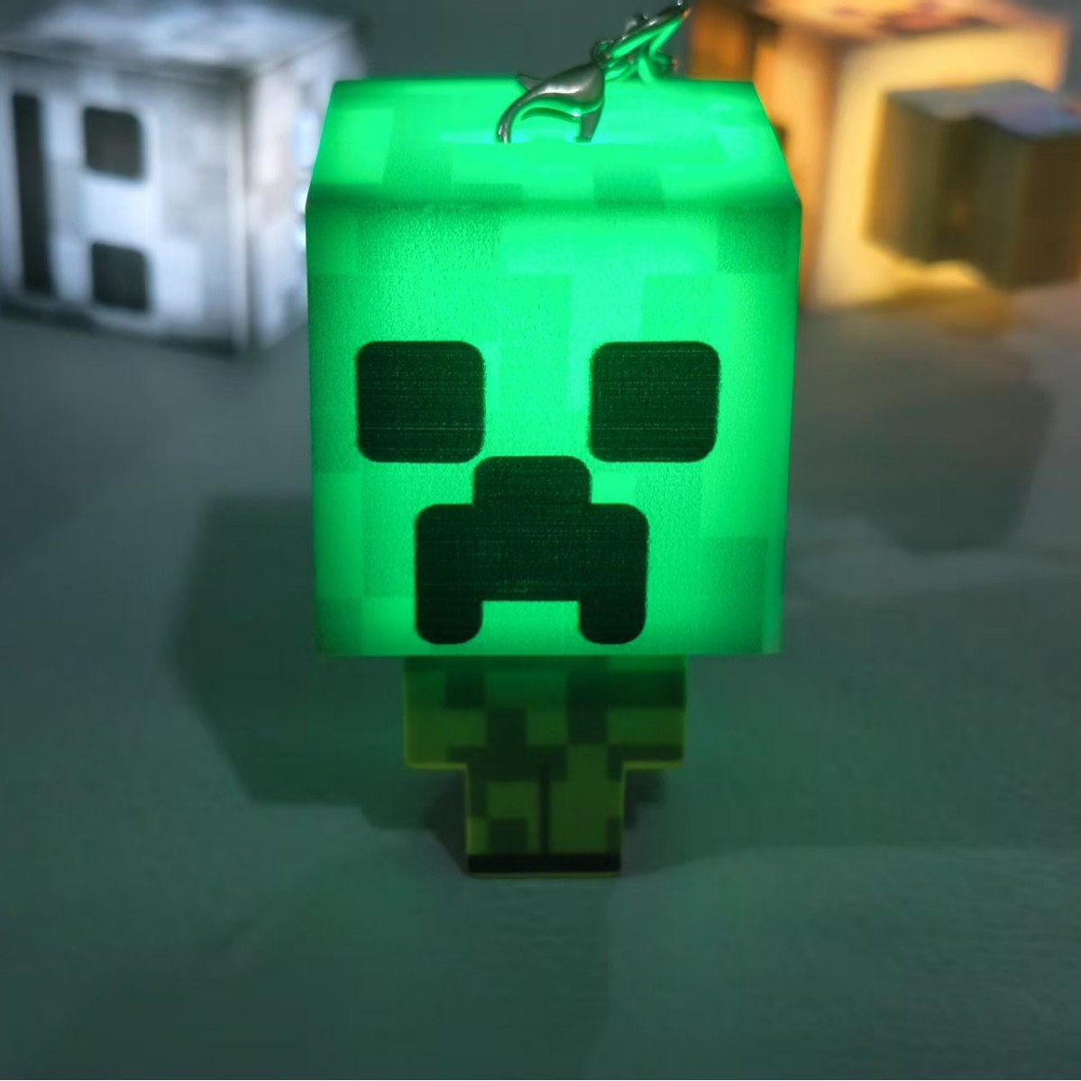 Mini Minecraft Torch Light Keychain Rantai Kunci Lampu Cube Model Block ...