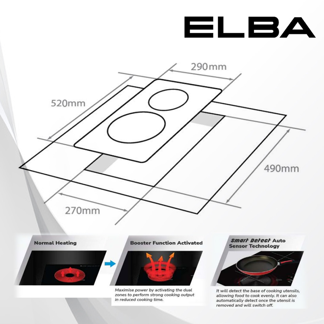 ELBA Induction Cooker DOMINO (1500W / 2100W) EDIC-Q3092ST(BK) | Safety ...