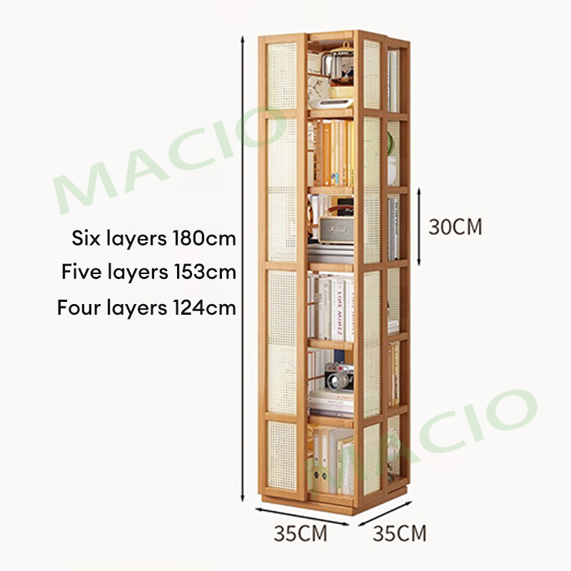 【Lifetime Warranty】Bamboo bookshelf Rak Buku Rattan/Acrylic Storage ...