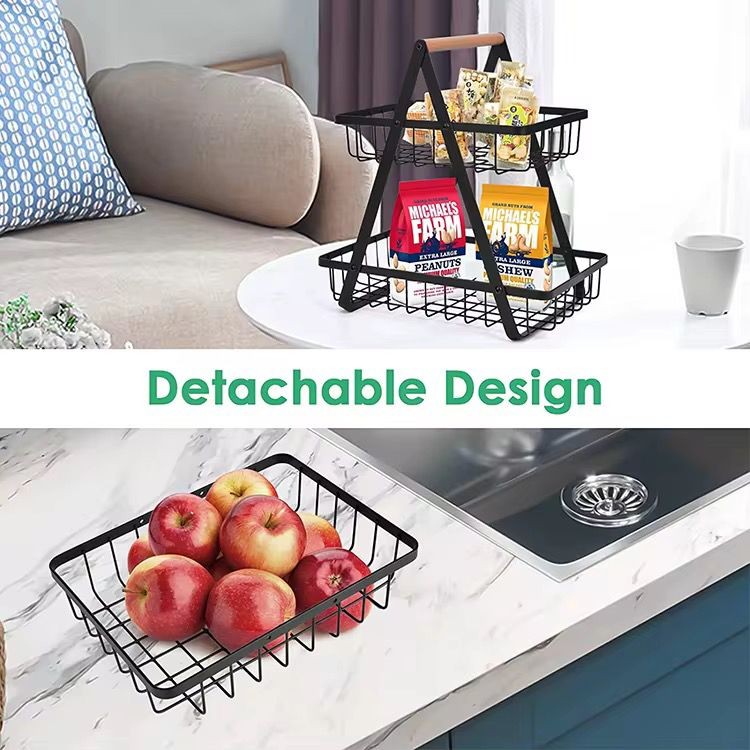 2/3 Tier Metal Fruit Basket Rack Storage Organizer Onion Rak Bawang ...