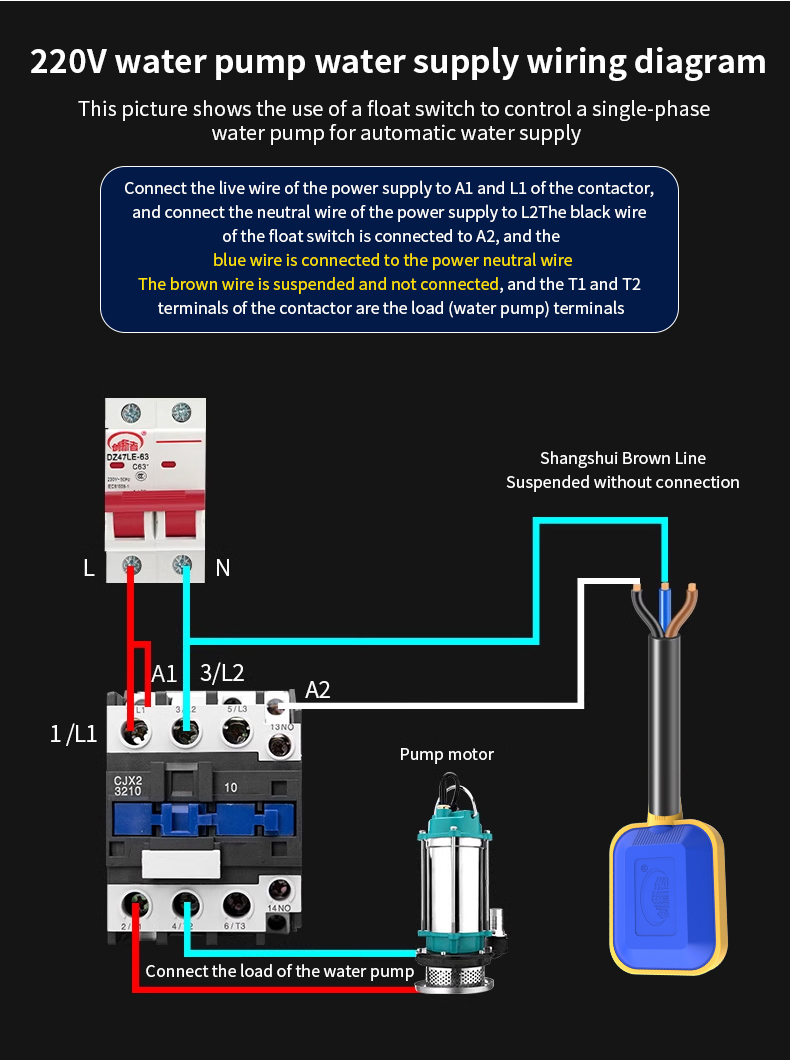 Water Tank Level Control Float Switch | Auto Pump Controller with ...
