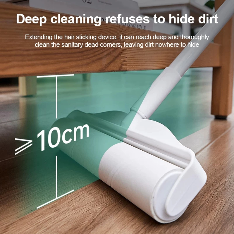Sticky Lint Roller Detachable Rod Floor Lint Roller Long Pole Sticky ...