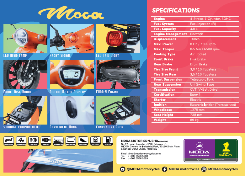 Moda Moca 110 Classic Scooter Motorcycle Baru | Shopee Malaysia