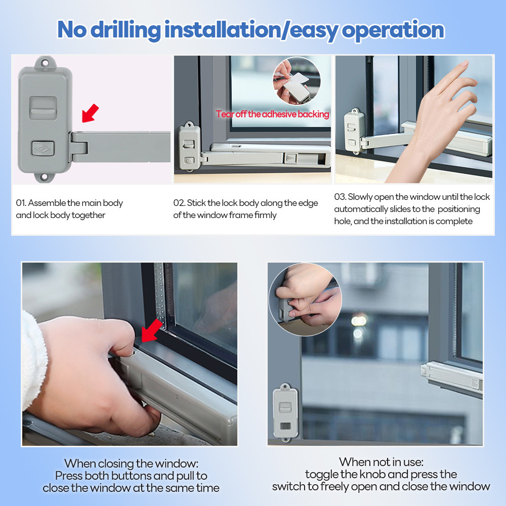 Oni Adjustable Baby Proof Window Stopper Safety Restrictor Window Lock ...