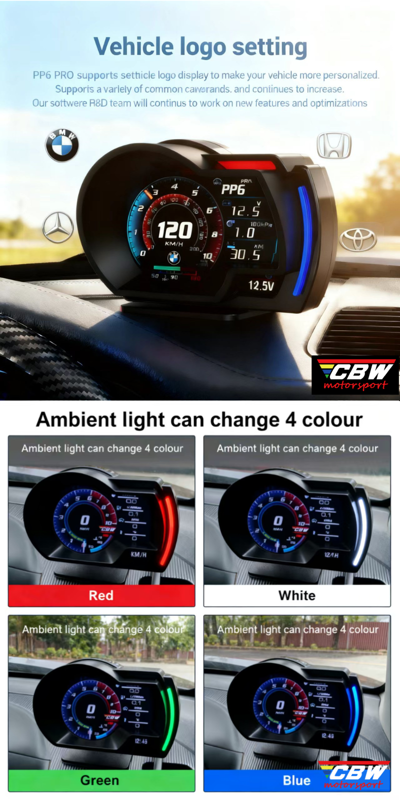 ‼️New Interface 🇲🇾CBW PP6 GPS Car OBD OBD2 Meter P6 Scanner Alarm Speed ...