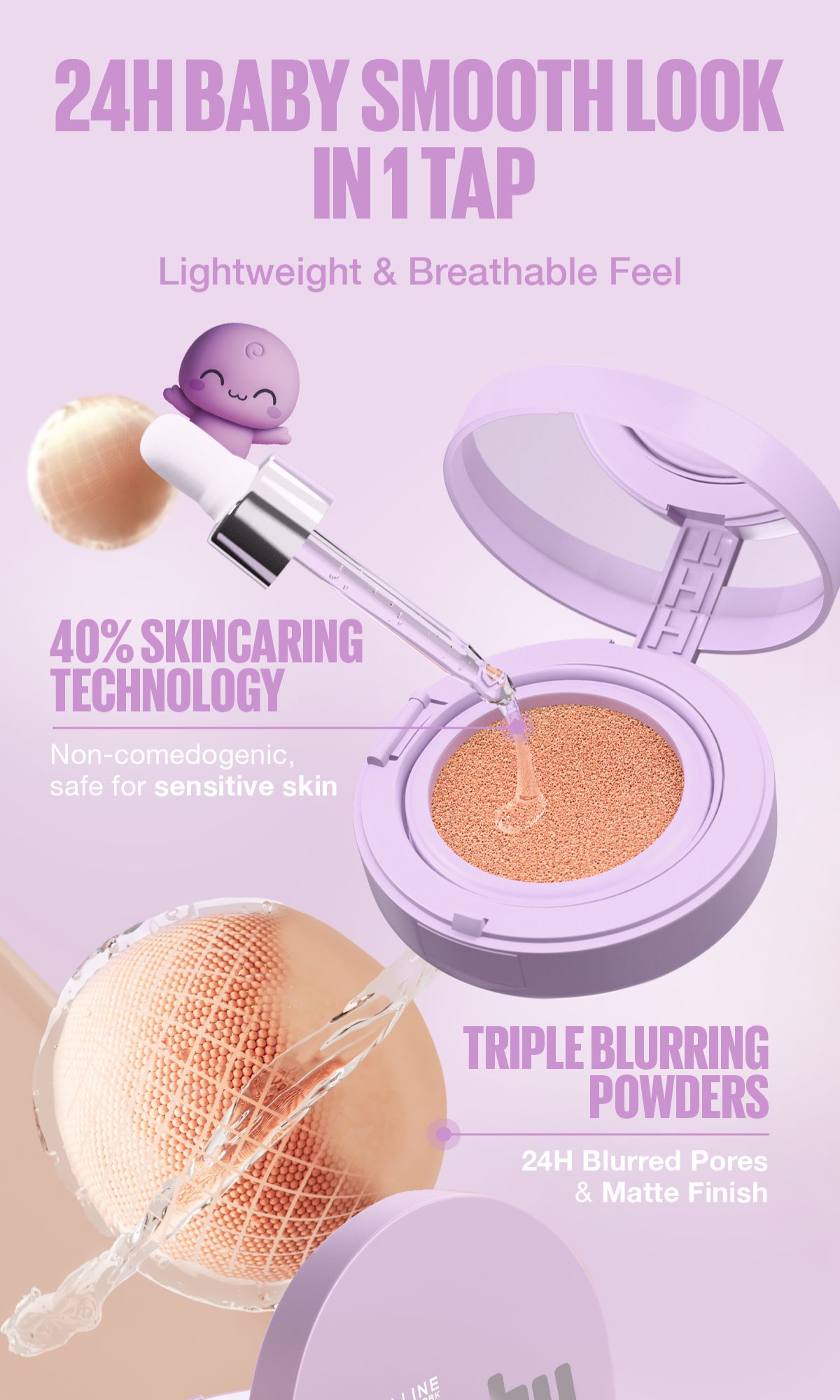 Maybelline Super Stay Baby Matte Cushion Foundation 24h Pore-blurring ...