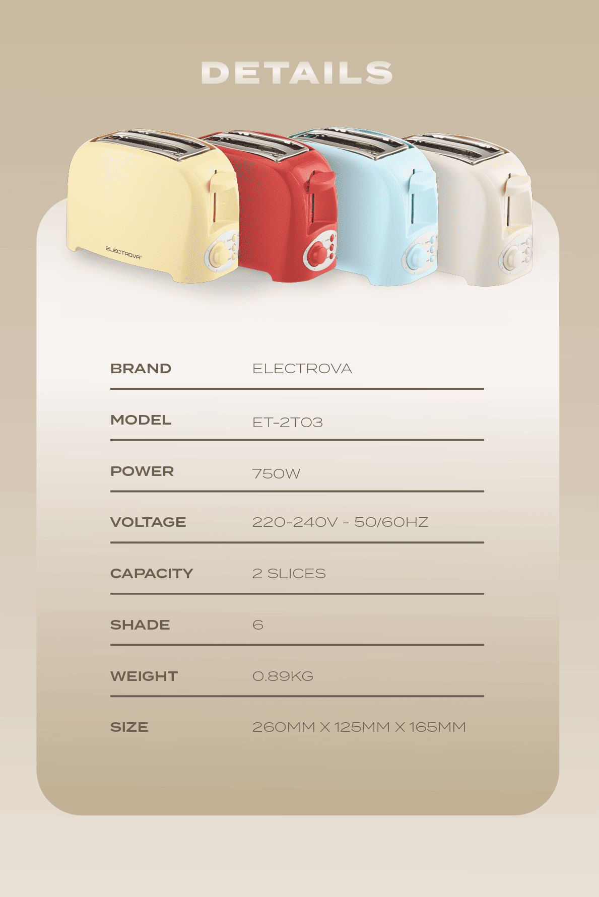 Electrova Classic Toast Series 2 Slice Toaster with Cover | Compact ...