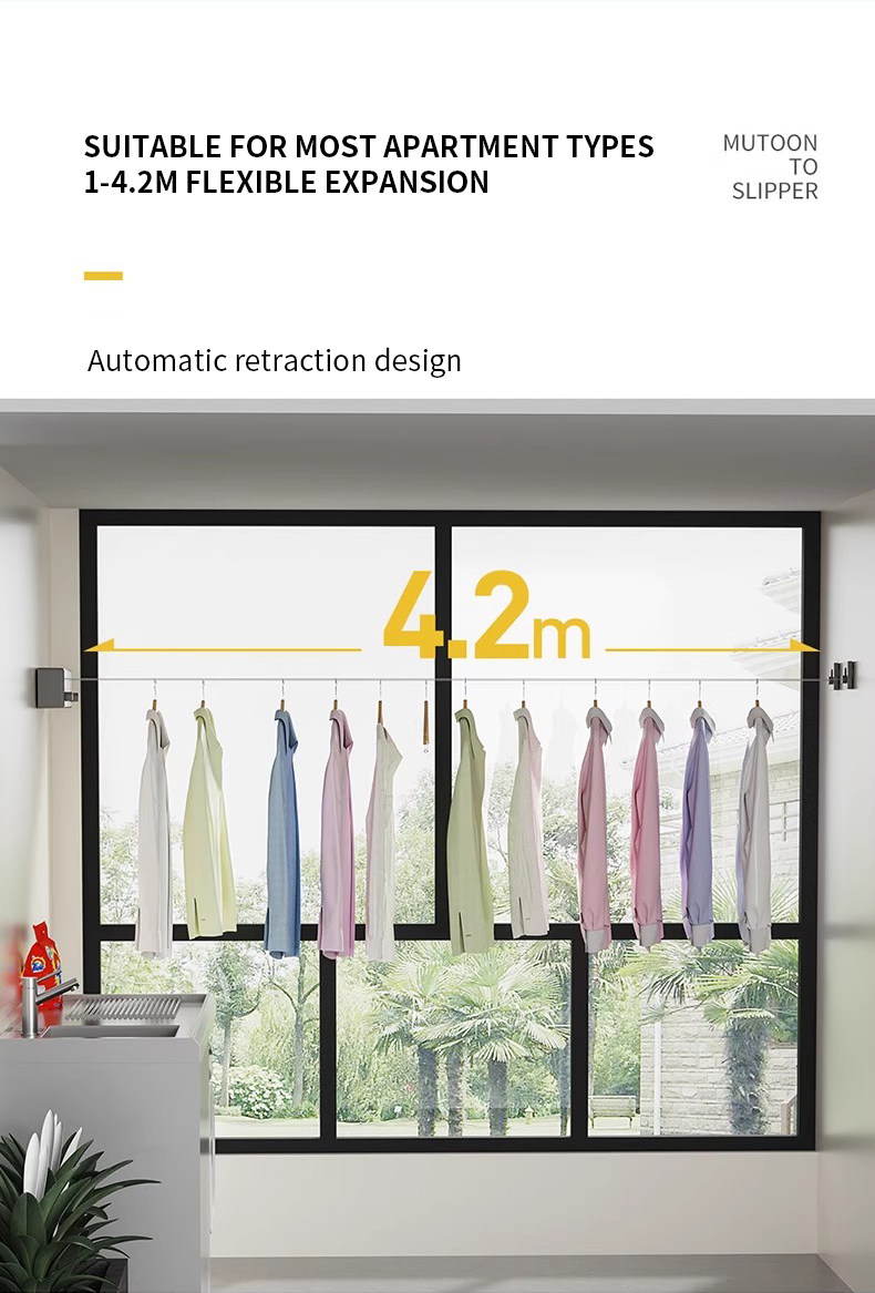 【JM-YU】5.1m Retractable Clothesline Invisible Indoor Clothes Line for ...