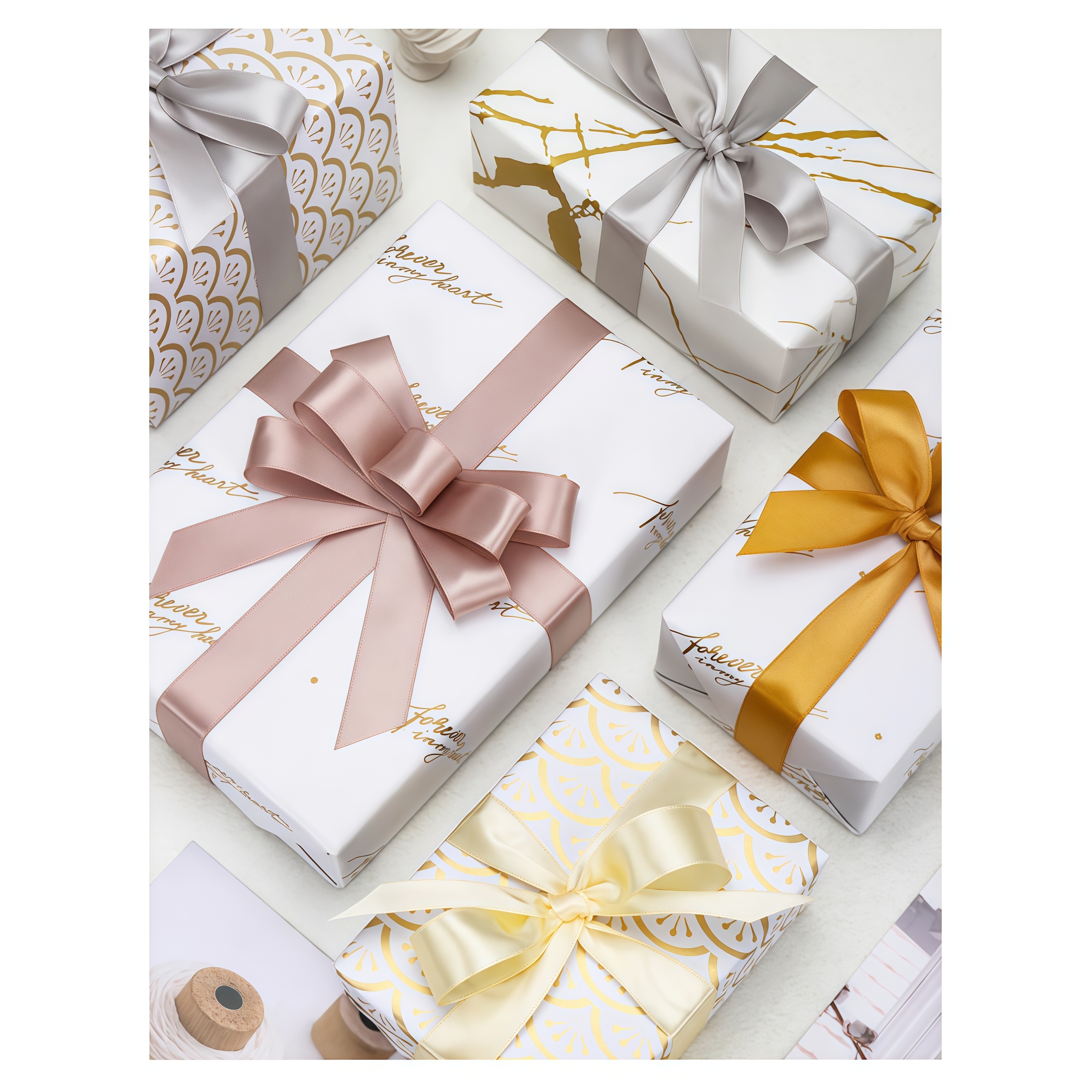 22M/Roll 2.5CM Satin Ribbon Roll Christmas Decoration Ribbons Roll ...