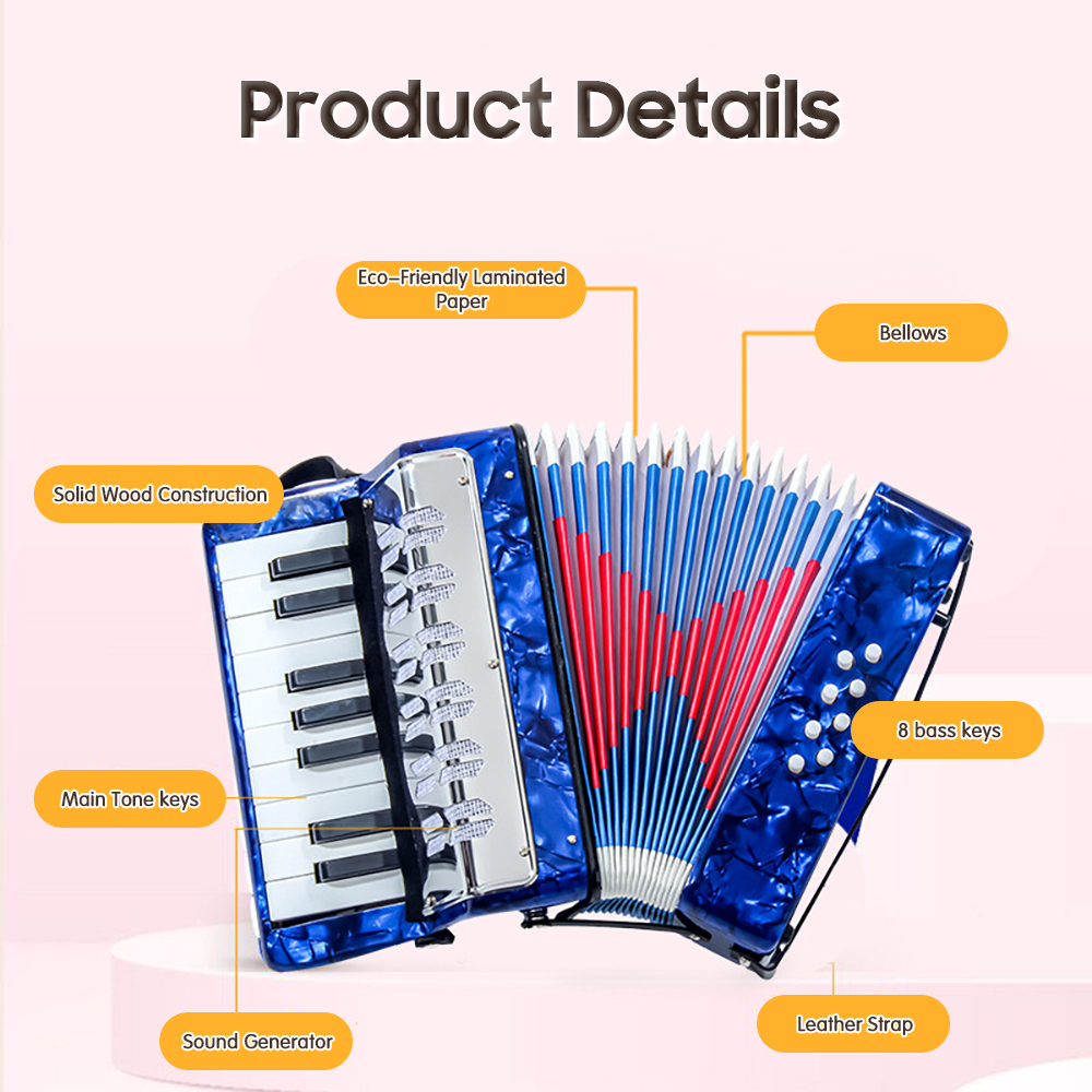 17 Keys Accordion piano Educational Musical Instrument Cadence Band for ...