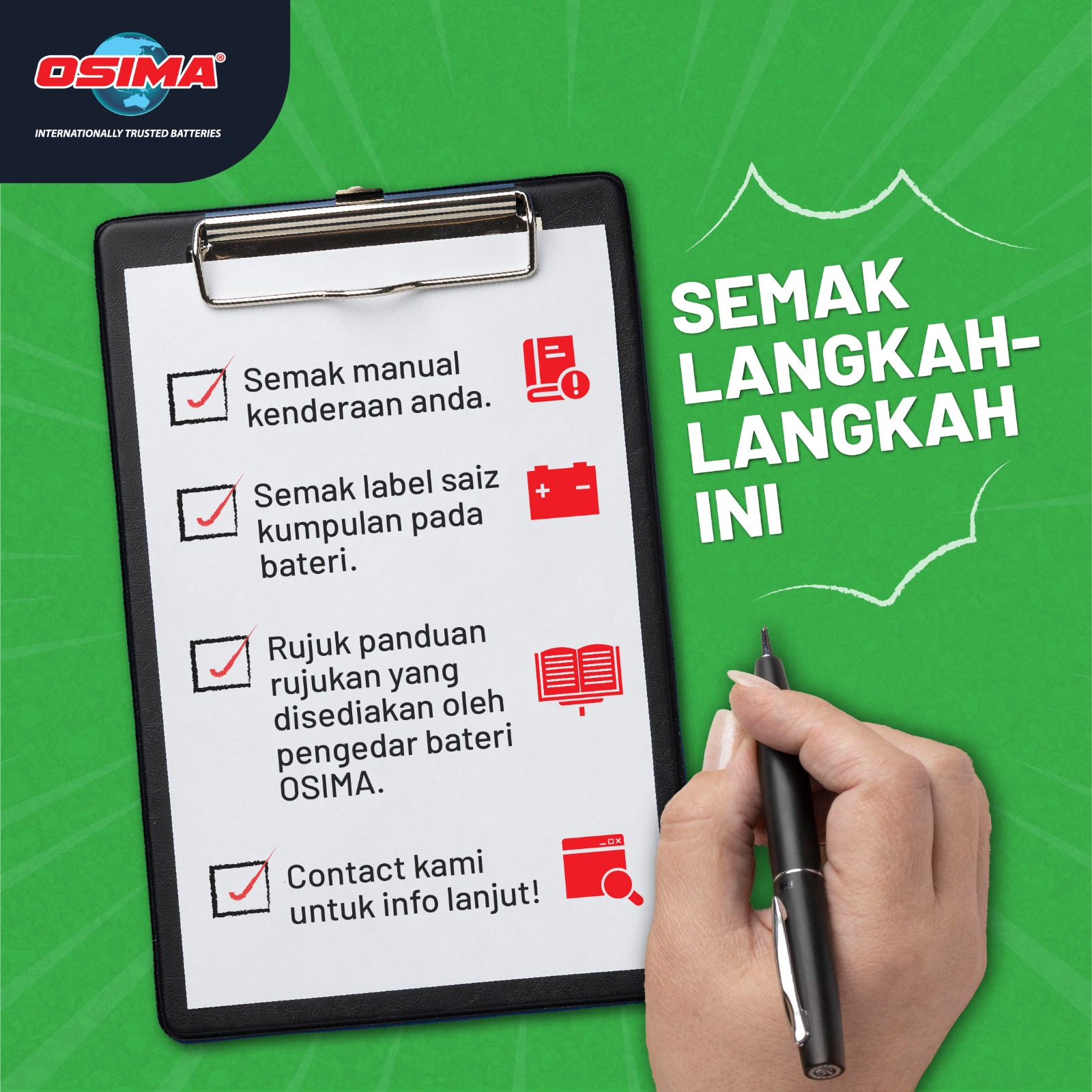 OSIMA Car Battery Bateri Kereta | NS40 NS60 NS70 DIN55 DIN66 75D23L ...