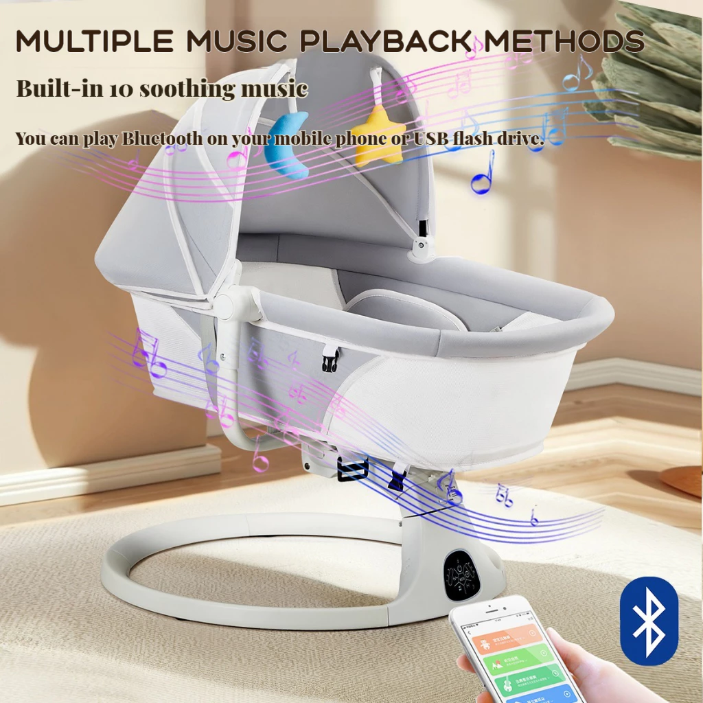 Electric Baby Swing Rocker With Cradle Anti-Mosquito Net Adjustable ...