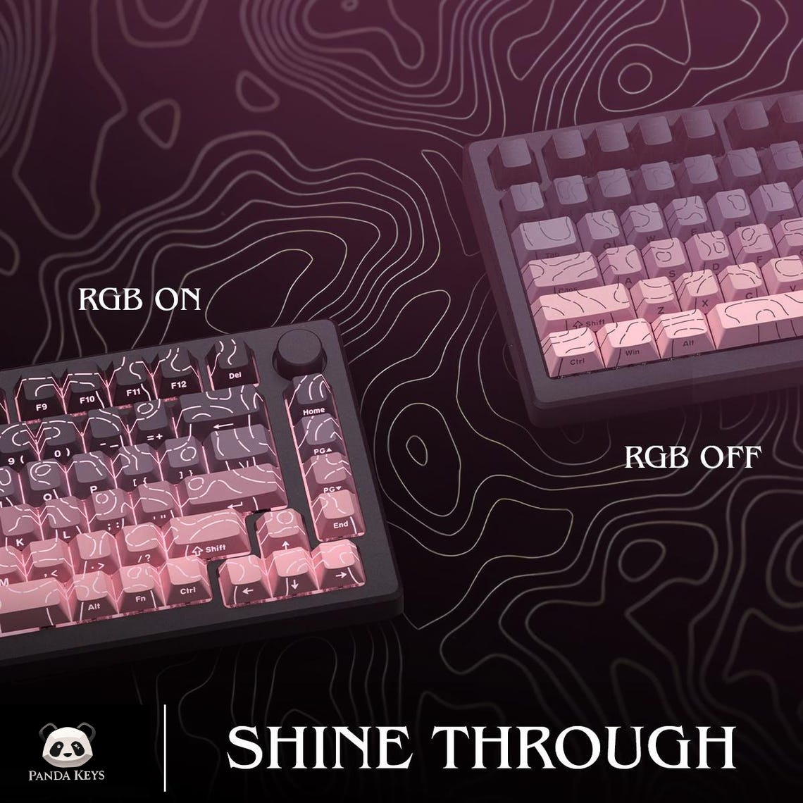 PBT Shine Through Keycaps Contour Profile | RGB Backlit Keycap Set for ...
