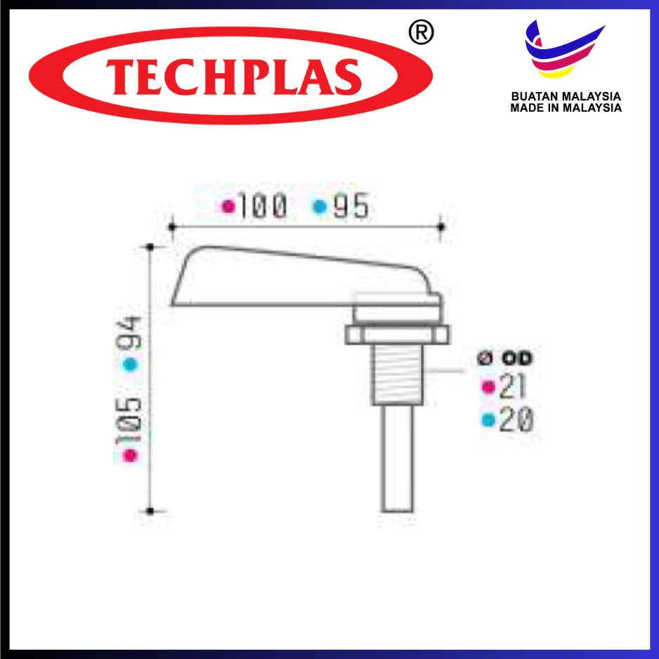 TECHPLAS Chrome Plated Plastic Lever Handle C/W Chrome Plate Plastic ...
