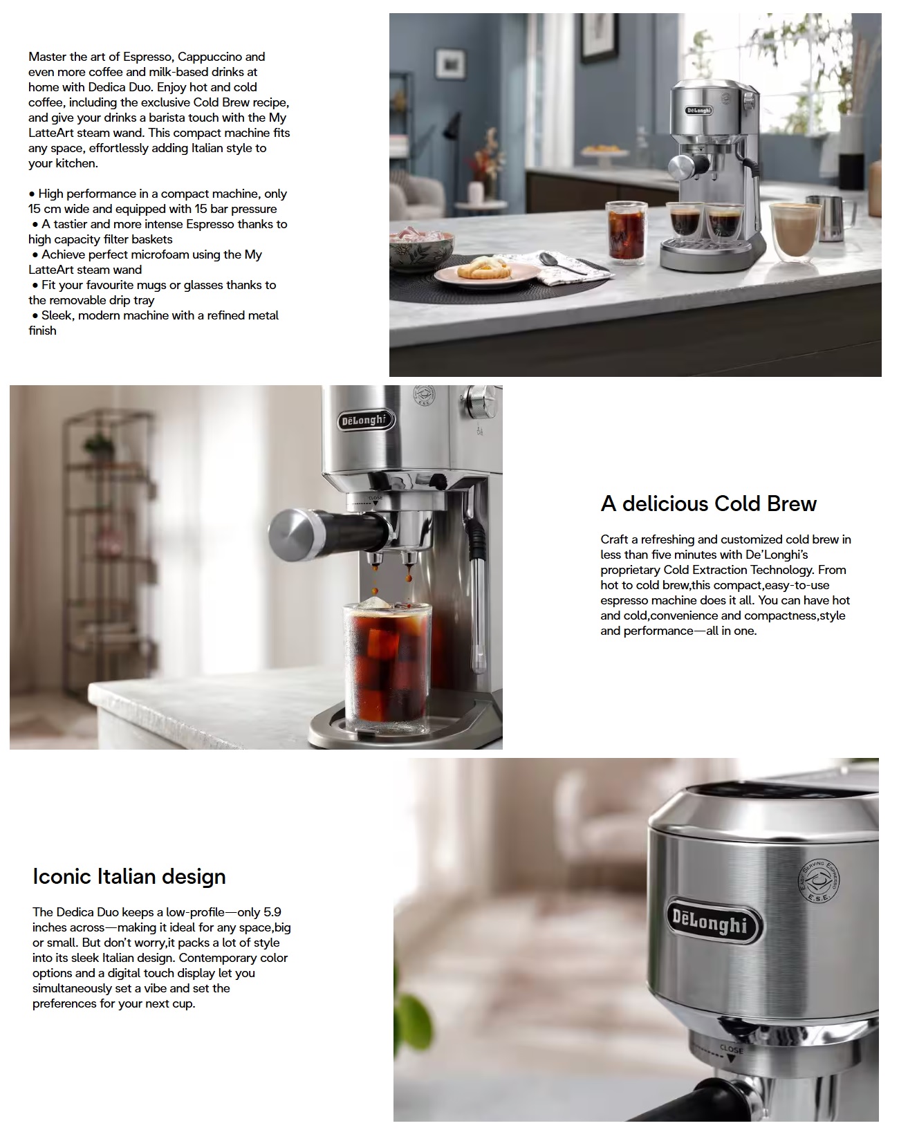 Delonghi EC890 Dedica Duo Espresso Machine EC890.M EC890.PK EC890.GR ...