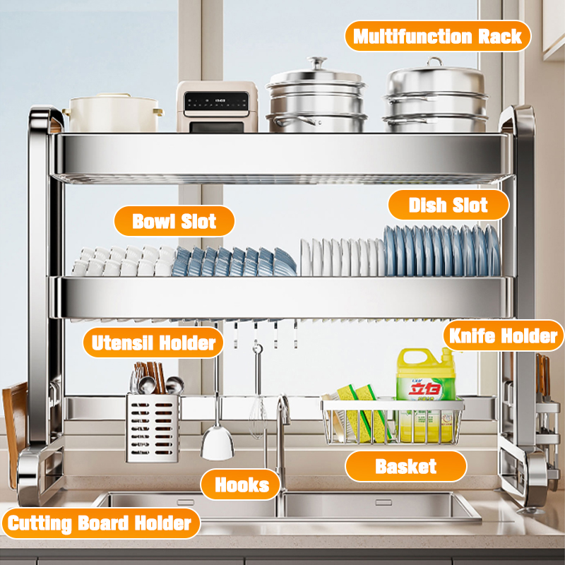 GSlife 65-95cm Stainless Steel Sink Rack Kitchen Rak Pinggan Sinki Over ...