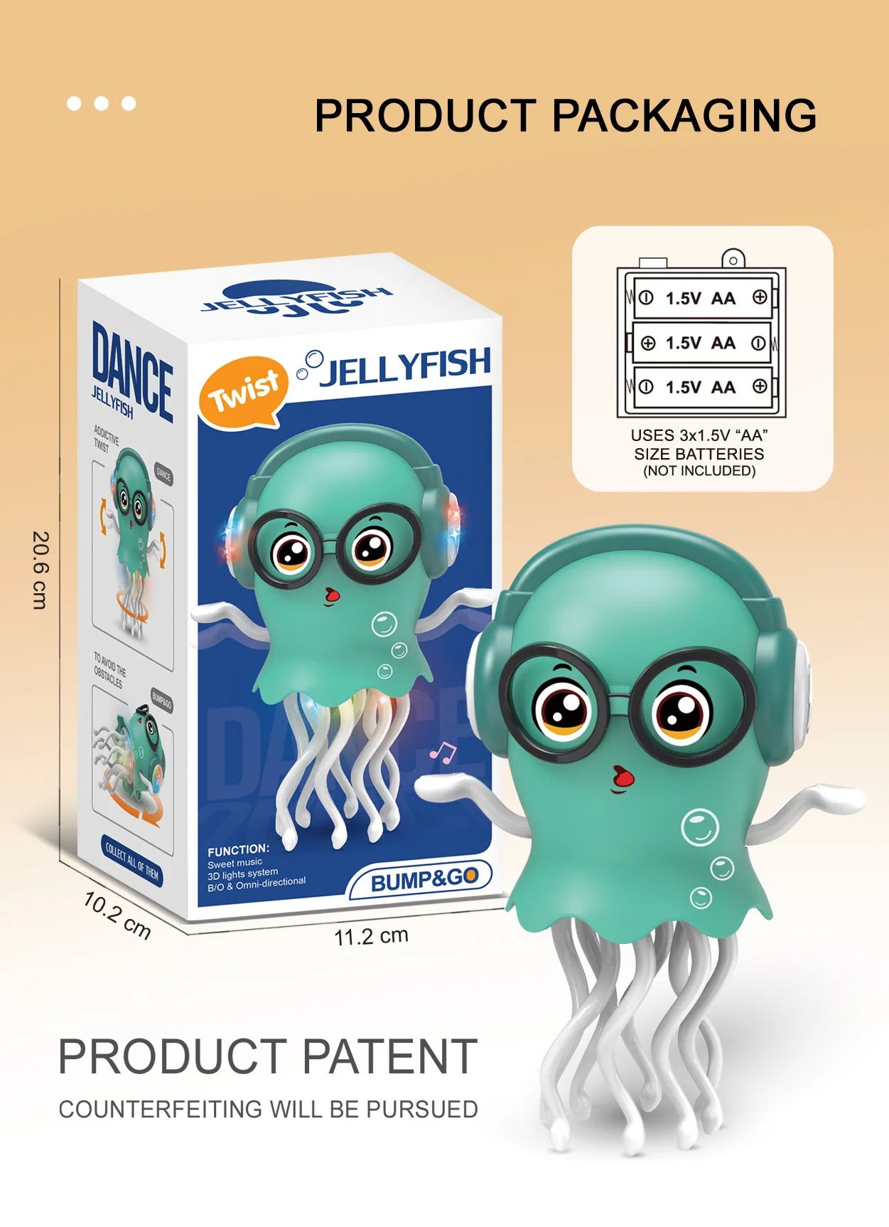 Magic Dancing Jellyfish Toy Music&Lights Automatic Obstacle Avoidance ...