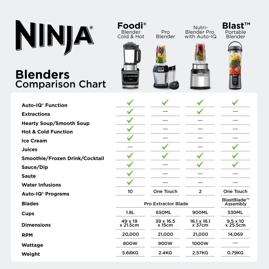 Ninja Blast Rechargeable USB-C Cord Blast Portable Blender (530ml ...