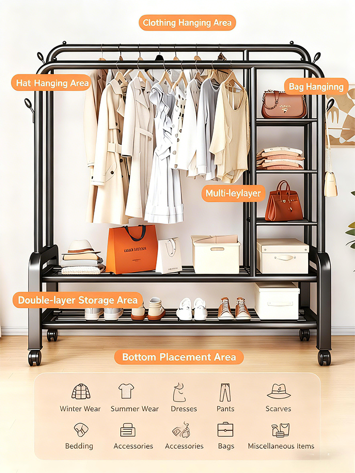 Rak Baju Clothes Drying Rack Double Pole Strong Steel Structure Rack ...